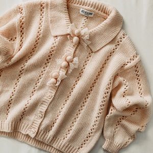 Vintage Knitted Woolen Garment 9946415 Peach Color Knitted Cardigan